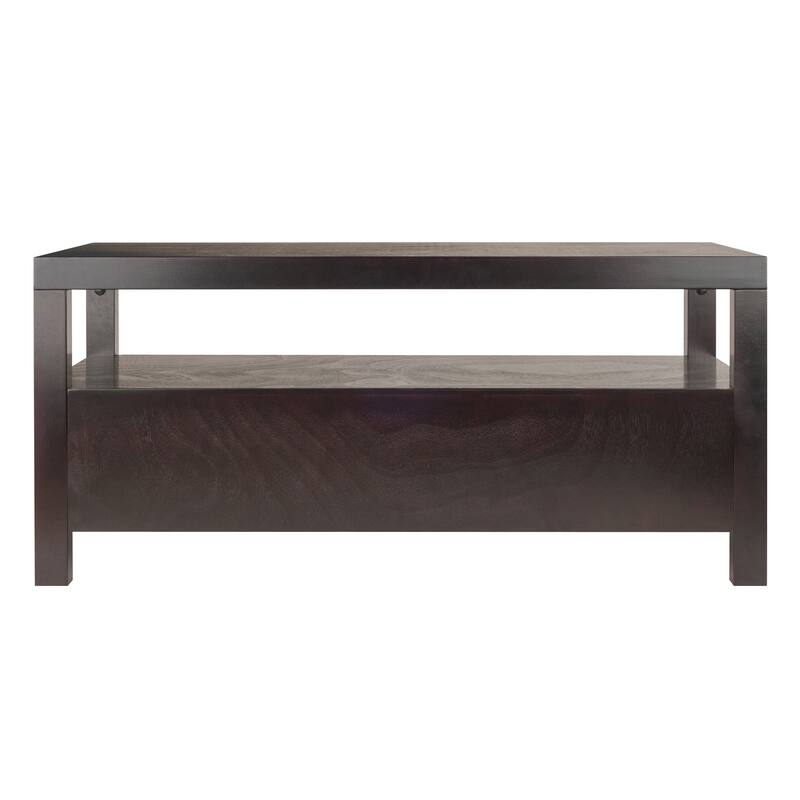 18.25" brown rectangle coffee table with two drawer