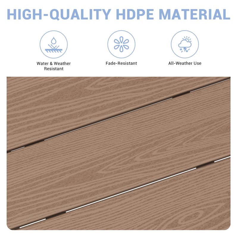 6-Piece HDPE Outdoor Dining Table Sets with Umbrella Hole - 1-Table 4-Chairs-1-Bench