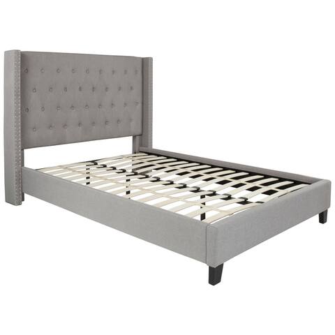 81" Gray and Silver Tufted Upholstered Platform Bed - Full Size
