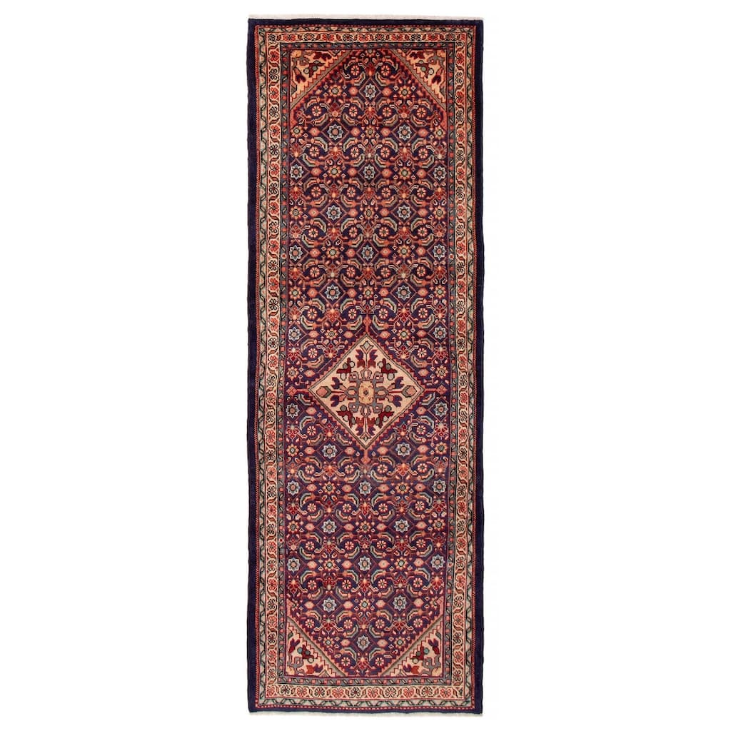 ECARPETGALLERY Hand-knotted Andelz Navy Wool Rug - 3'5 x 10'5