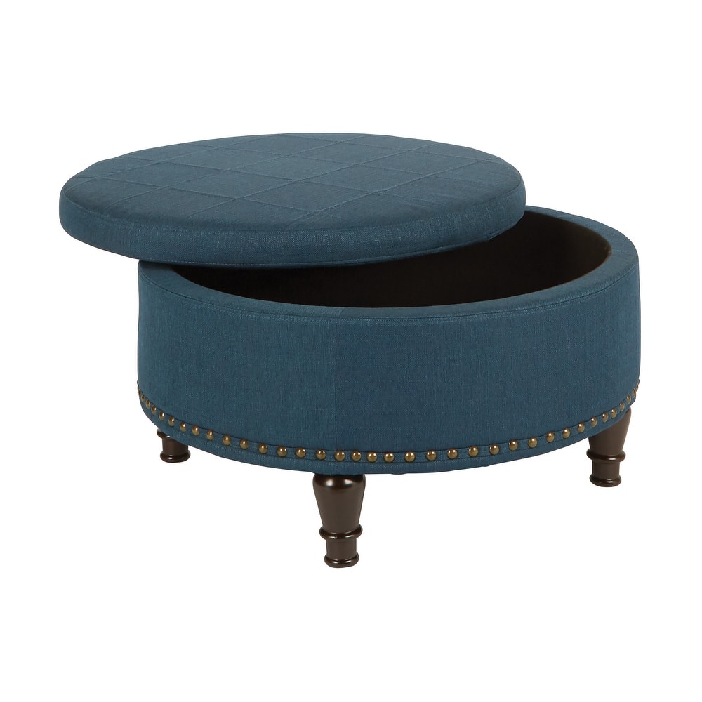 Copper Grove Strawflower Round Storage Ottoman