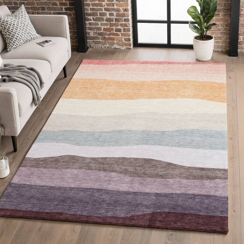 Premium Washable Super Soft Ombre Stripe Mayfield Rug - Orange - 5' x 7'6"