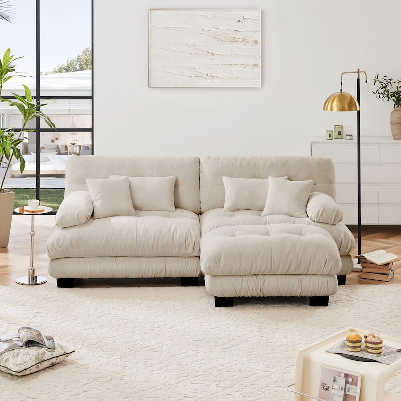 94.4" Loveseat Sofa for Living Room, Chenille Oversized Couch with 4 Pillows, 2 Seater Sofa Love Seat Couches for Apartment