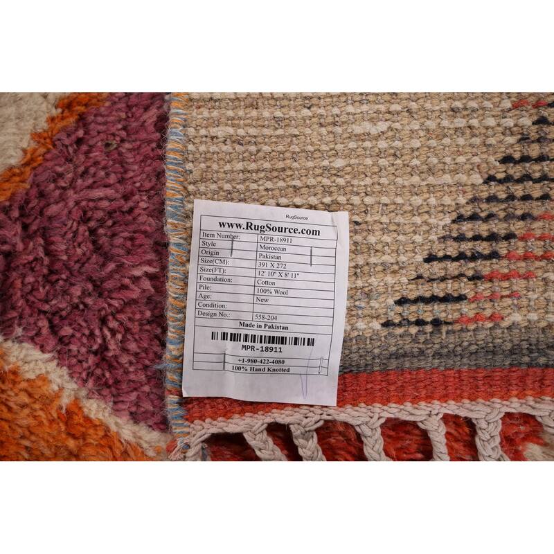 Trellis Geometric Moroccan Oriental Area Rug Hand-Knotted Wool Carpet - 8'11" x 12'10"
