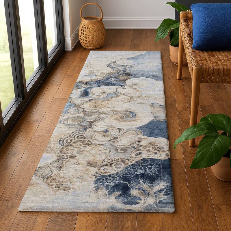 Premium Washable Super Soft Abstract Chic Mayfield Rug - Denim - 2'3" x 7'6"