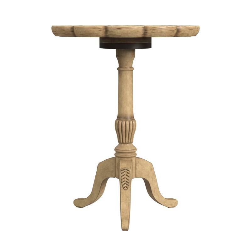 Dansby 20 in. W Round Wood Scalloped Edge Pedestal Side Table