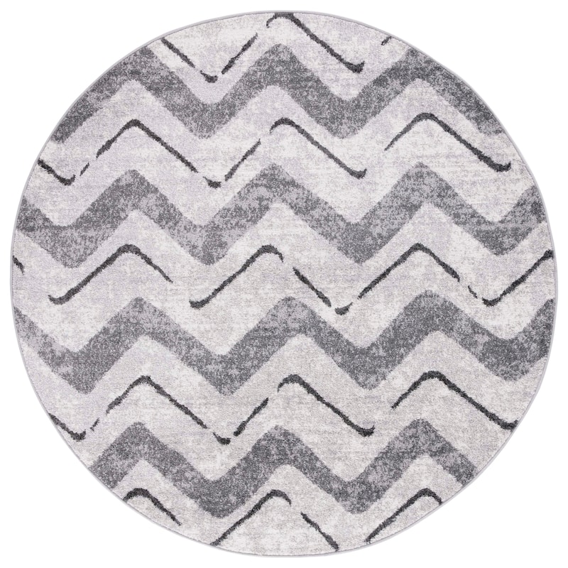 SAFAVIEH Adirondack Elfride Vintage Boho Oriental Rug - 6' Round - Silver/Charcoal
