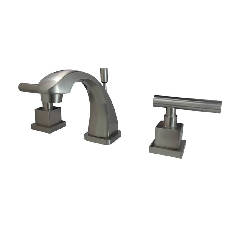 Kingston Brass Claremont Deck Mount Widespread Bathroom Faucet with Brass Pop-Up - Brushed Nickel