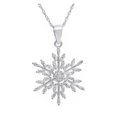 Amanda Rose Collection Diamond Snowflake Pendant-Necklace in Sterling Silver