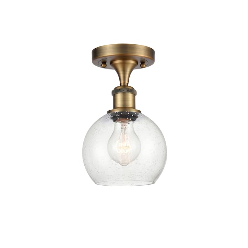 Innovations Lighting Athens - 1 Light 6" Semi-Flush Mount - Brushed Brass/Seedy
