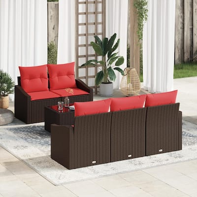 vidaXL 6 Piece Garden Sofa Set with Cushions - 70.1×24.4×27.2