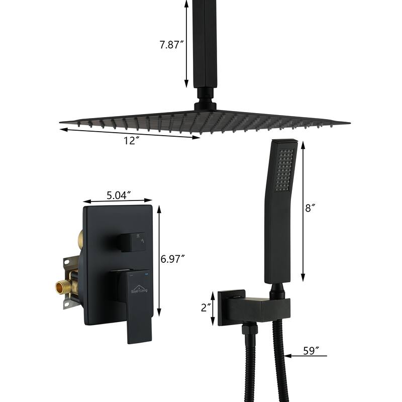 2-Function 10/12/16 In Ceiling Mounted Shower System