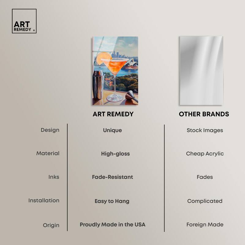 Classy Drink in Australia Acrylic by Art Remedy, Ready to Hang
