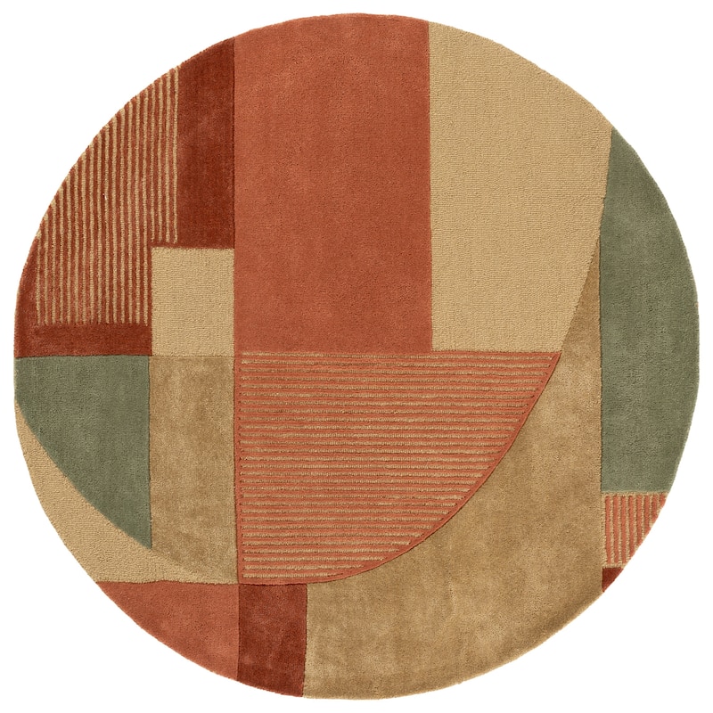 SAFAVIEH Handmade Fifth Avenue Valeriane Mid-Century Modern Viscose Rug - 6' Round - Green/Pink
