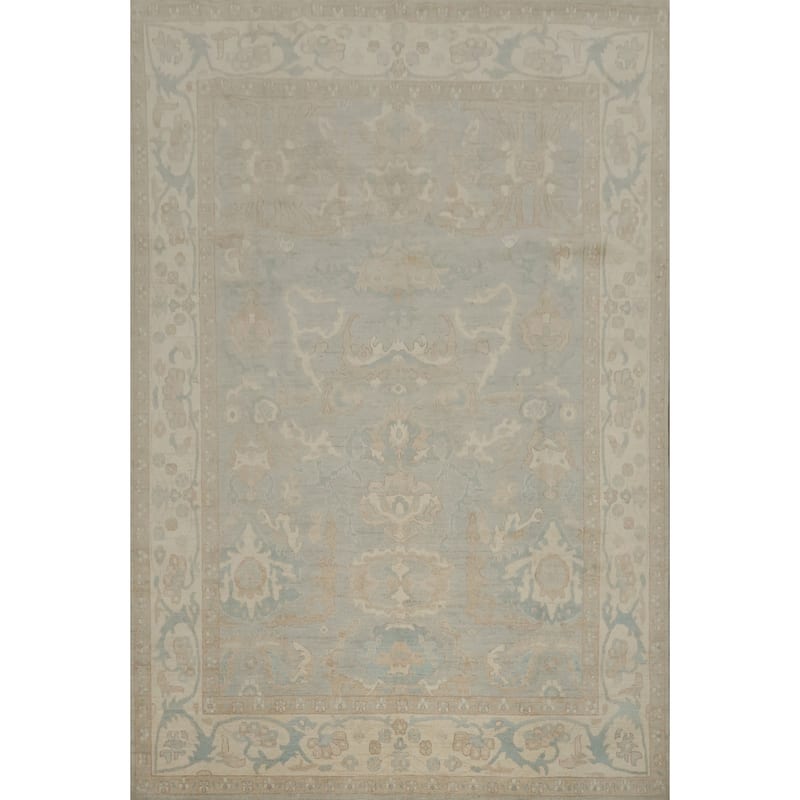 Hand Knotted Oriental 100% Wool Carpet Transitional All-Over Greys & Charcoal Oushak Area Rug - 11' 8'' X 8' 8''