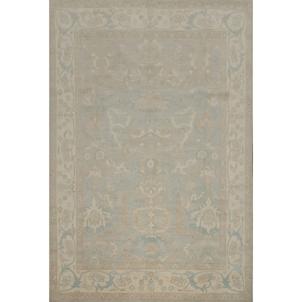 Hand Knotted Oriental 100% Wool Carpet Transitional All-Over Greys & Charcoal Oushak Area Rug - 11' 8'' X 8' 8''