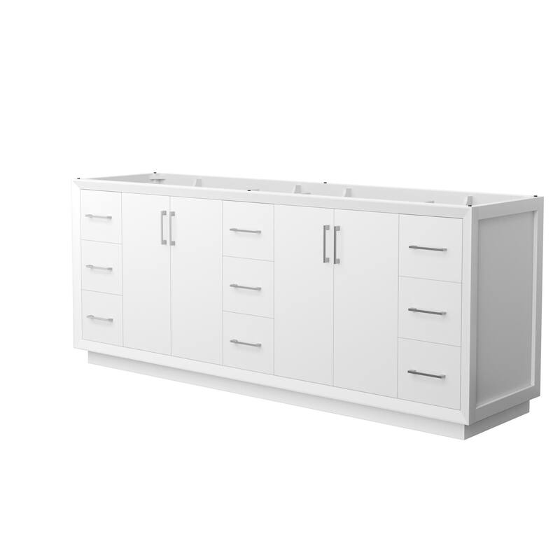 Wyndham Collection WCF414184D-CXSXX-MXX Strada 83" Double Free - White / Brushed Nickel Hardware