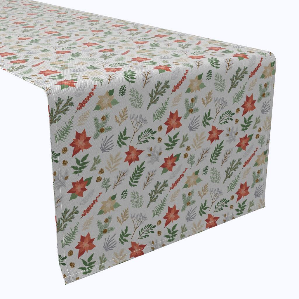 Fabric Textile Products, Inc. Table Runner, 100% Cotton, 16x108", Christmas Plants & Flowers