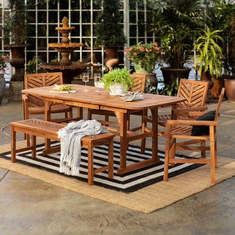 Middlebrook Hydaburg 6-Piece Acacia Extension Dining Set - 55-79 x 35 x 30H
