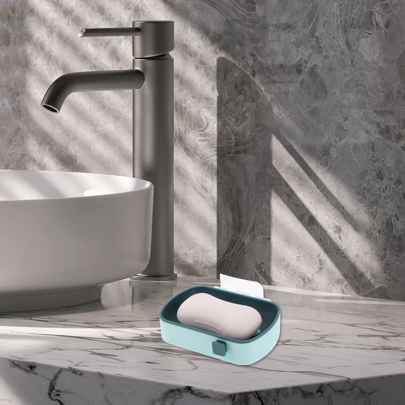 Wall Mounted Soap Dish for Bathroom for Kitchen 5.04"x3.66"x1.18" 1 Pc - Blue