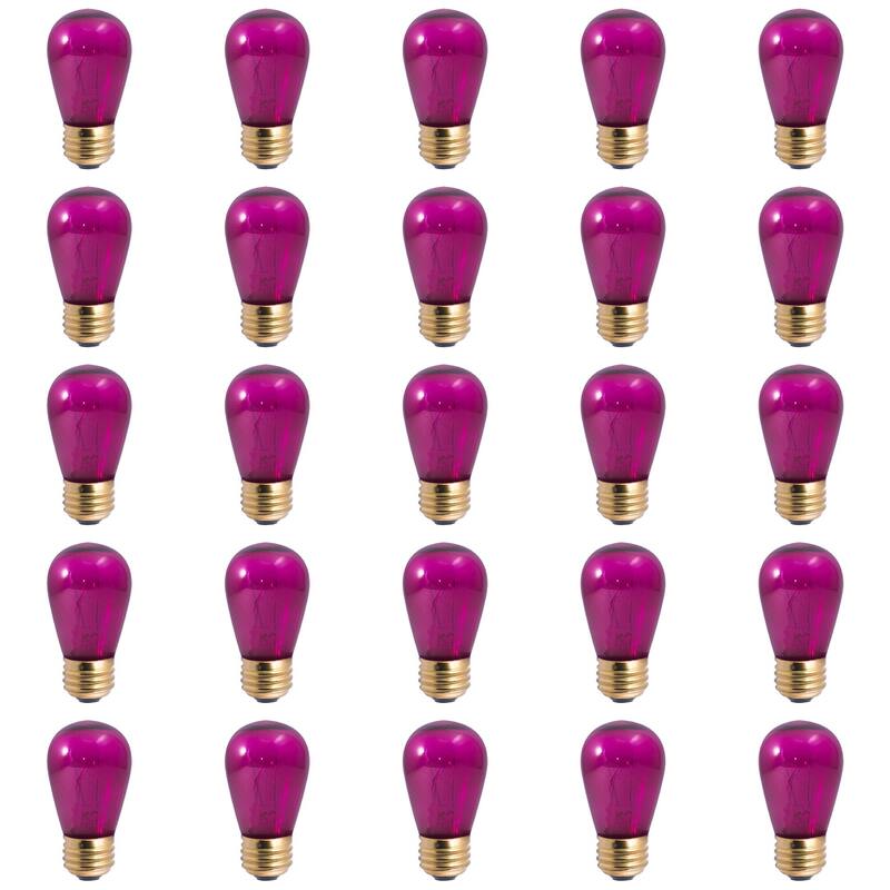 Bulbrite Pack of (25) 11 Watt Dimmable S14 Incandescent Light Bulbs with Medium (E26) Base - Transparent Pink