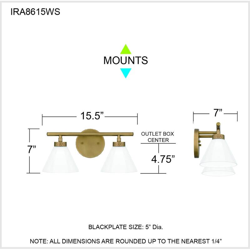 Ira 2-Light Weathered Brass Vanity Light