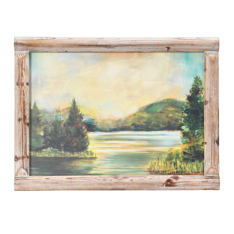 Vintage Reproduction Landscape Print with Solid Wood Frame - Multi-Color