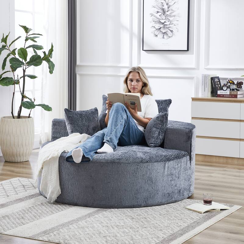 Comfortable Chenille Sponge Sofa for Various Rooms, No Assembly Needed - Grey