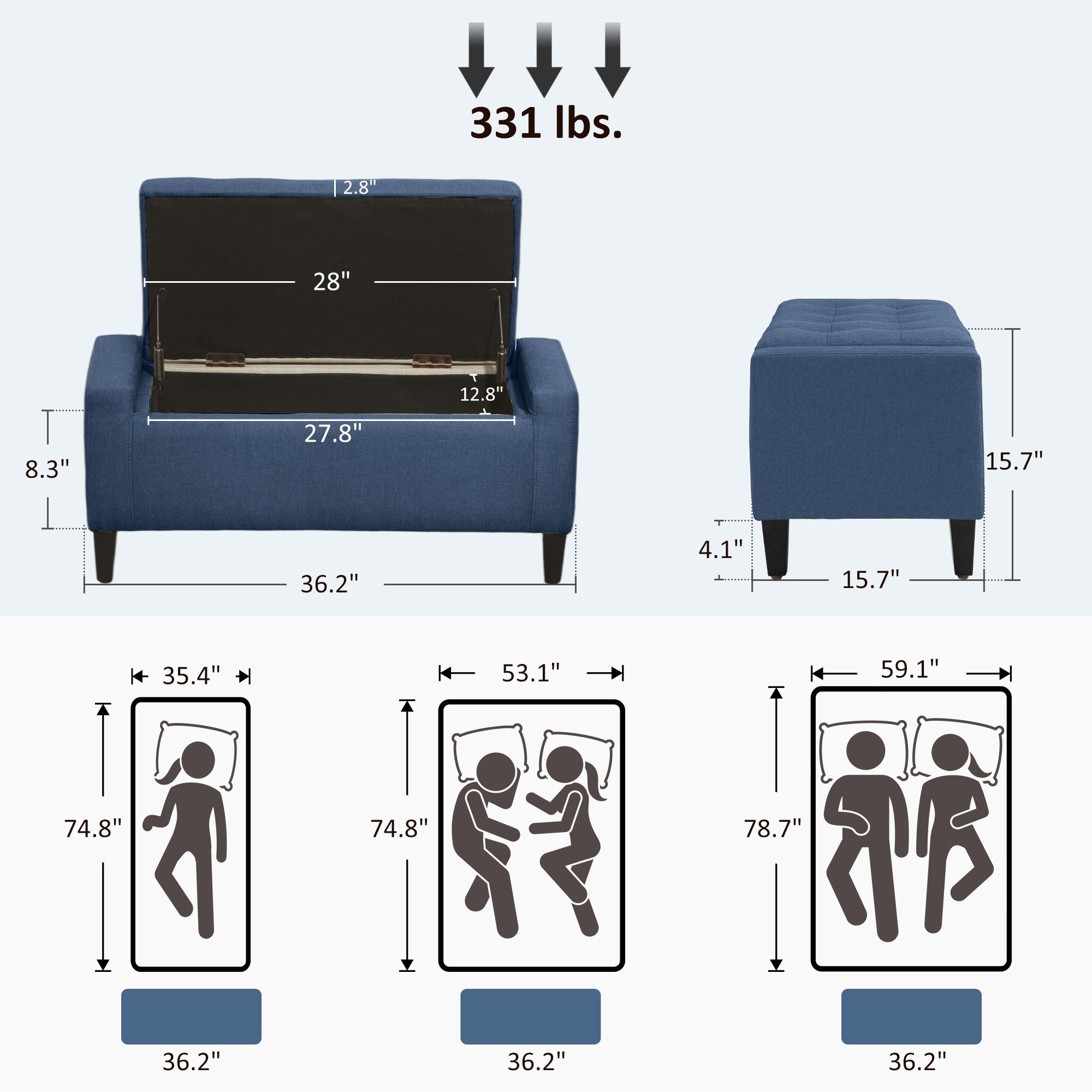 Storage Ottoman Bench With Upholstered Design Lift Top And Rubberwood Legs For Entryway