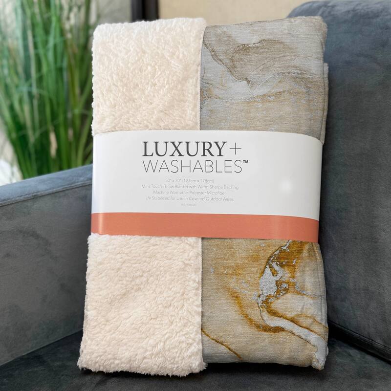 Premium Machine Washable Modern Abstract Sherpa Throw Blanket