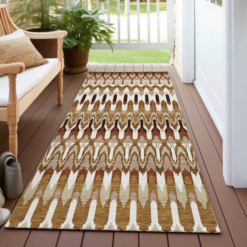 Machine Washable Indoor/ Outdoor Chantille Moroccan Boho Rug - Terracotta - 2'3" x 7'6"