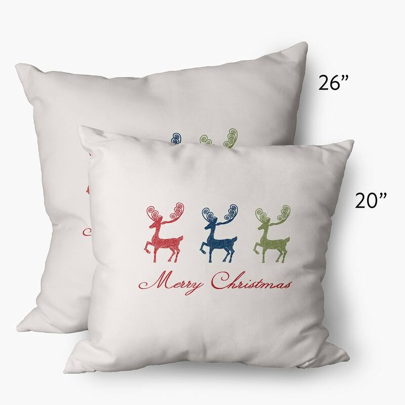 Merry Christmas Reindeer Decorative Throw Pillow