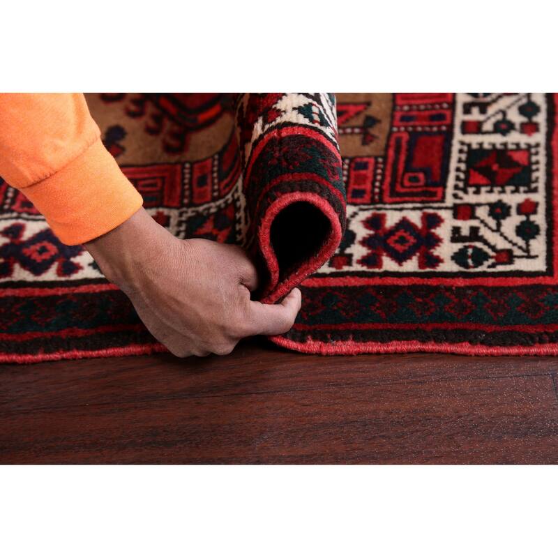Vintage Vegetable Dye Ardebil Persian Wool Runner Rug Hand-knotted - 3'6" x 11'1"