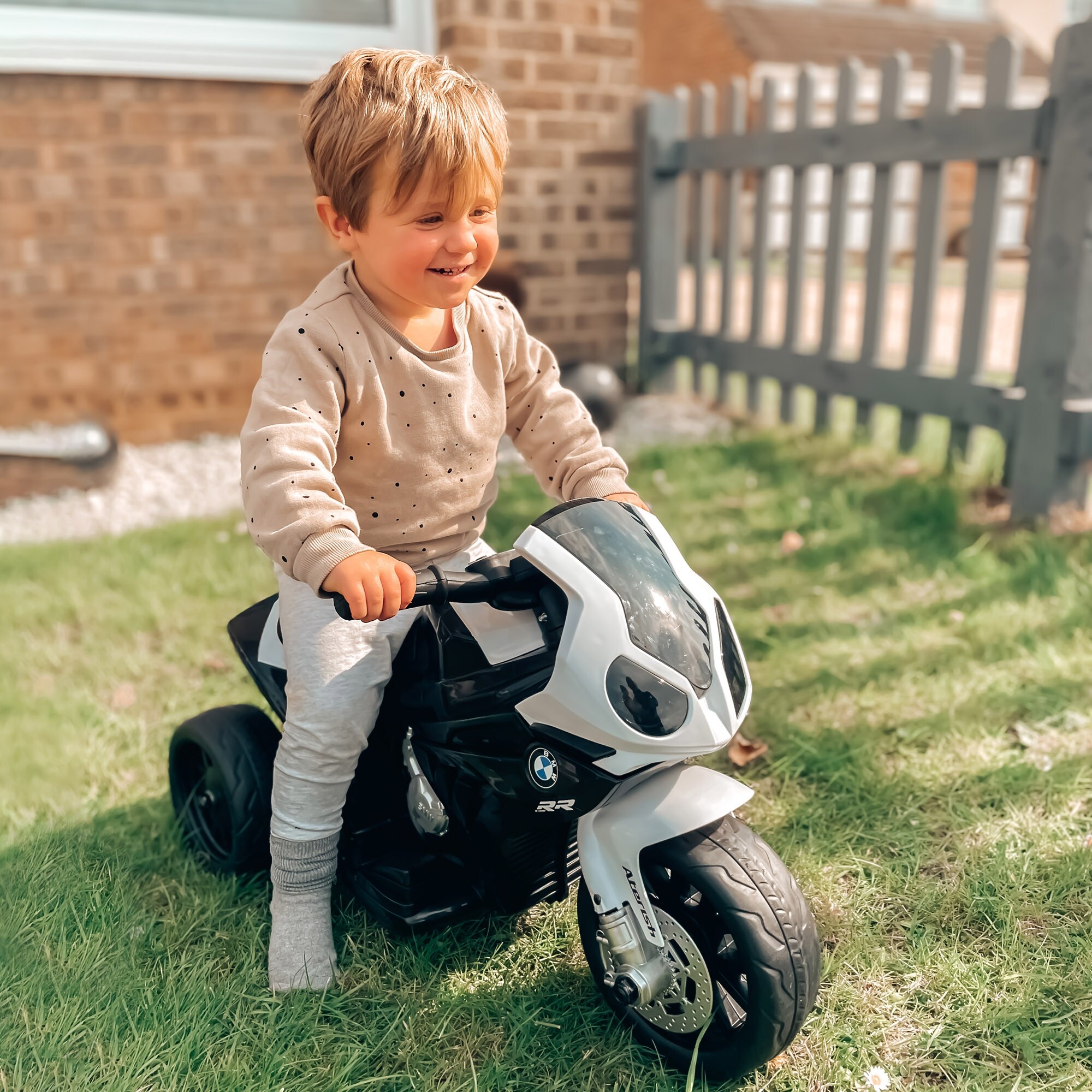 BMW S1000RR Toddler Ride On Motorcycle Licensed Design Easy to Operate Baby Safe and Stable Music Function Headlights Black Kids