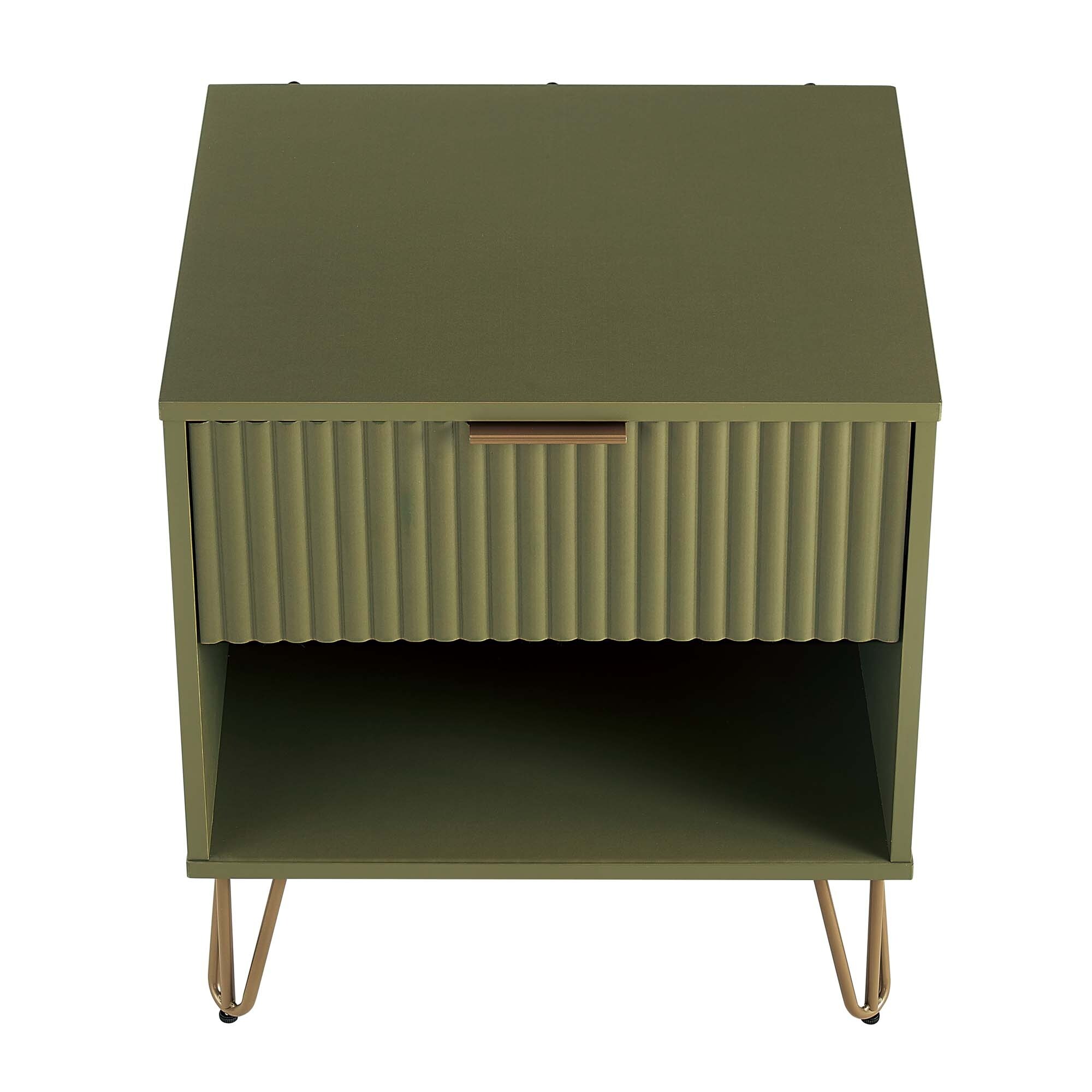 Manhattan Comfort Dumbo 1.0 Mid Century 1 Drawer Nightstand Set of 2