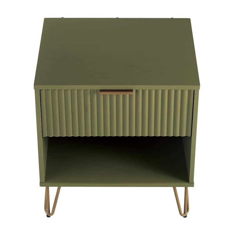 Manhattan Comfort Dumbo 1.0 Mid Century 1 Drawer Nightstand Set of 2