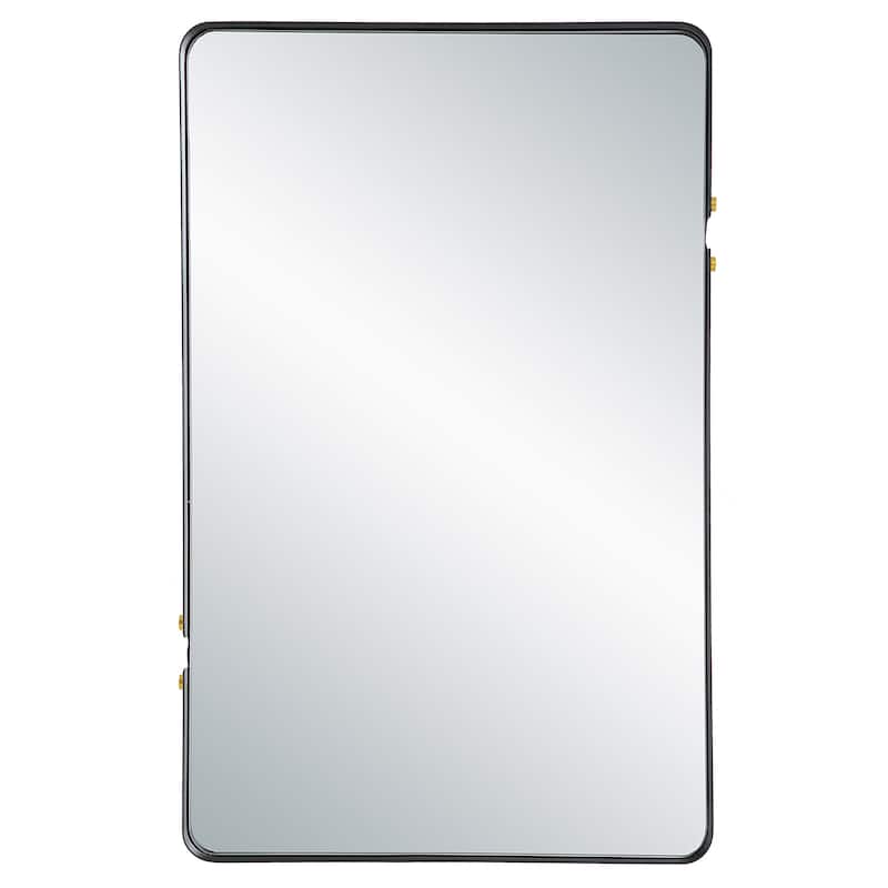 Matte Black Rectangular Mirror - 20.47"W x 32.28"H x 1.57"D