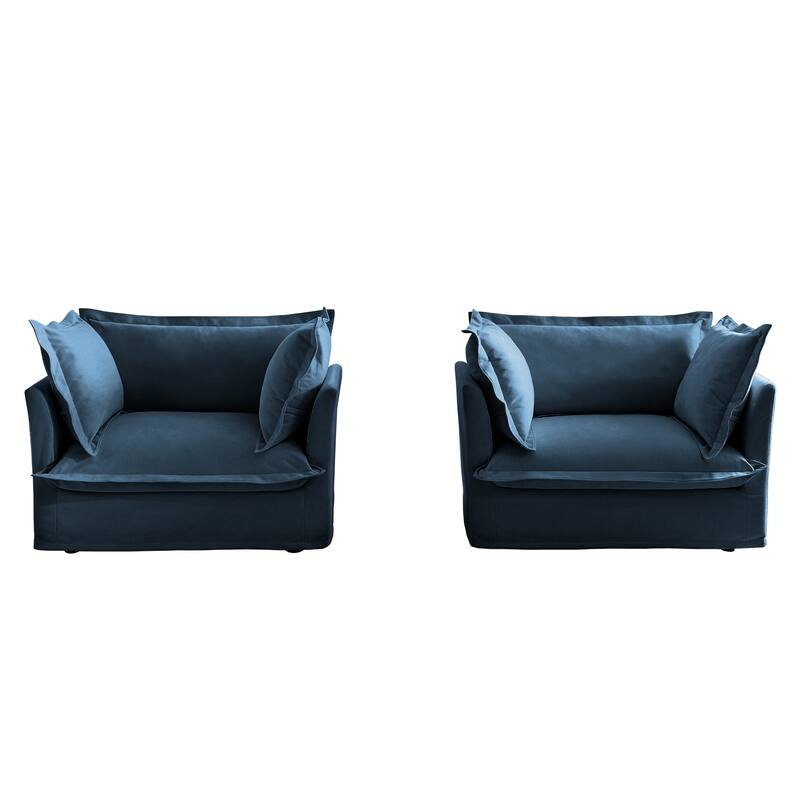Upholstered Armchair Set of 2, Living Room Reading Chair with High Back Pillows, Removable Chair, Cover Modern Single Sofa Chair