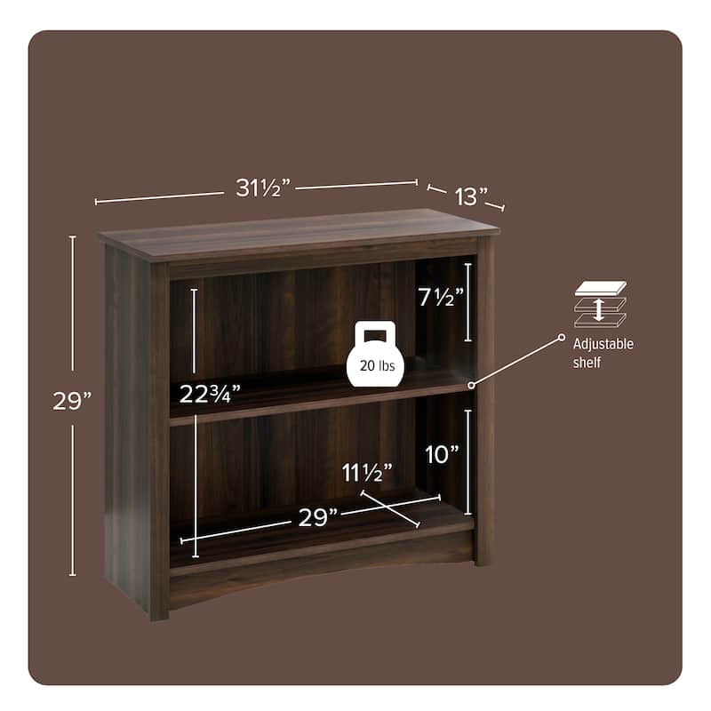 2-shelf Bookcase - 31.5" W x 29" H x 13" D