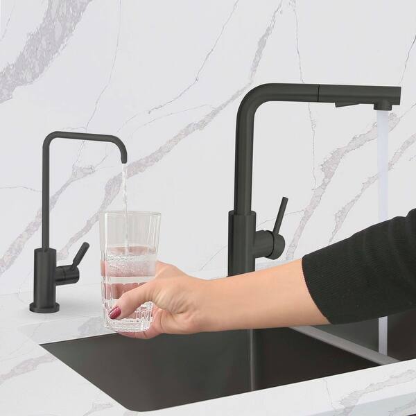slide 2 of 11, STYLISH Matte Black Single Handle Pull Down Kitchen Faucet with Cold Water Tap Matte Black