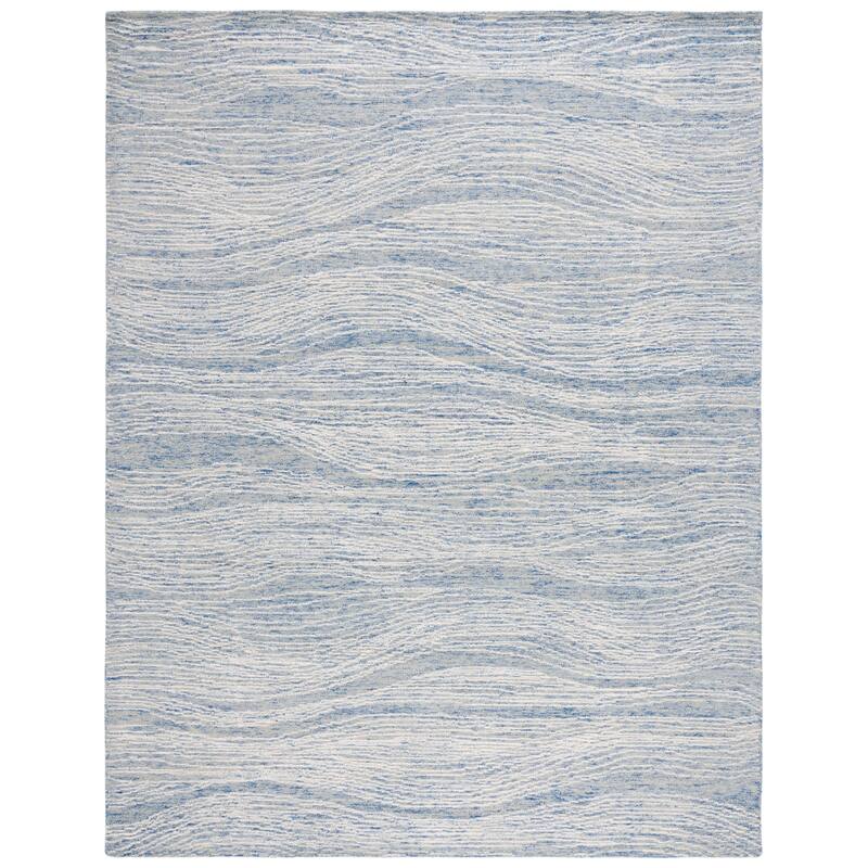 SAFAVIEH Handmade Metro Fetnete Modern Abstract Wool Rug - 9' x 12' - Blue/Ivory