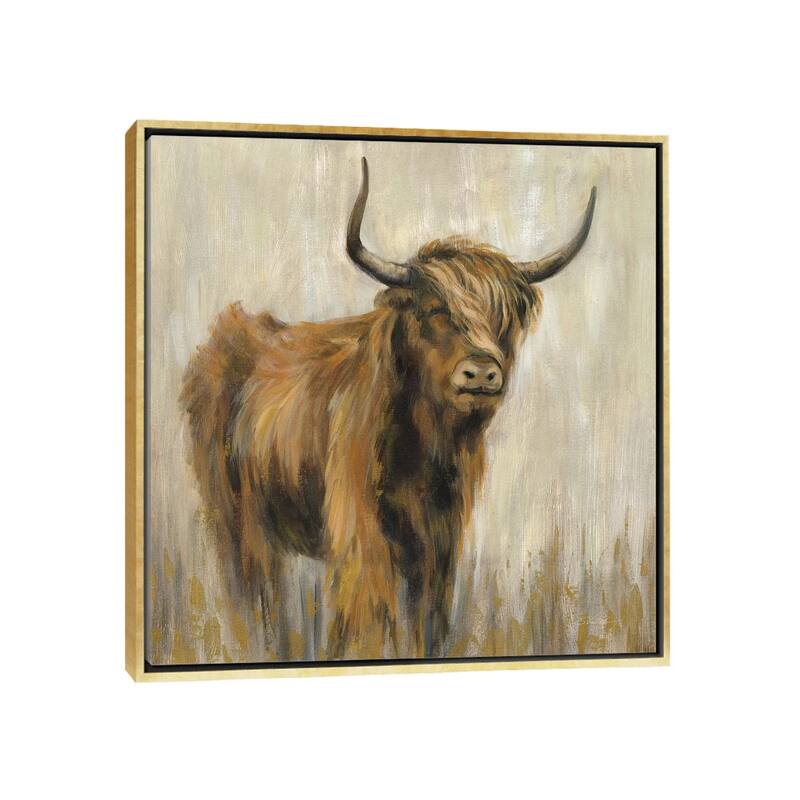 iCanvas "Highland Mountain Cow" by Silvia Vassileva Framed - Gold - 37x37