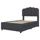 preview thumbnail 13 of 12, Twin Size Upholstered Bed With 2 Storage Drawers,Wood Slat Support