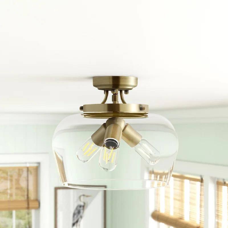 GetLedel 3-Light Glass Dome Semi Flush Mount