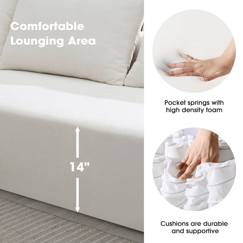[VIDEO provided] [New] 109*68" Modular Sectional Living Room Sofa Set, Modern Minimalist Style Couch, Upholstered Sleeper Sofa f