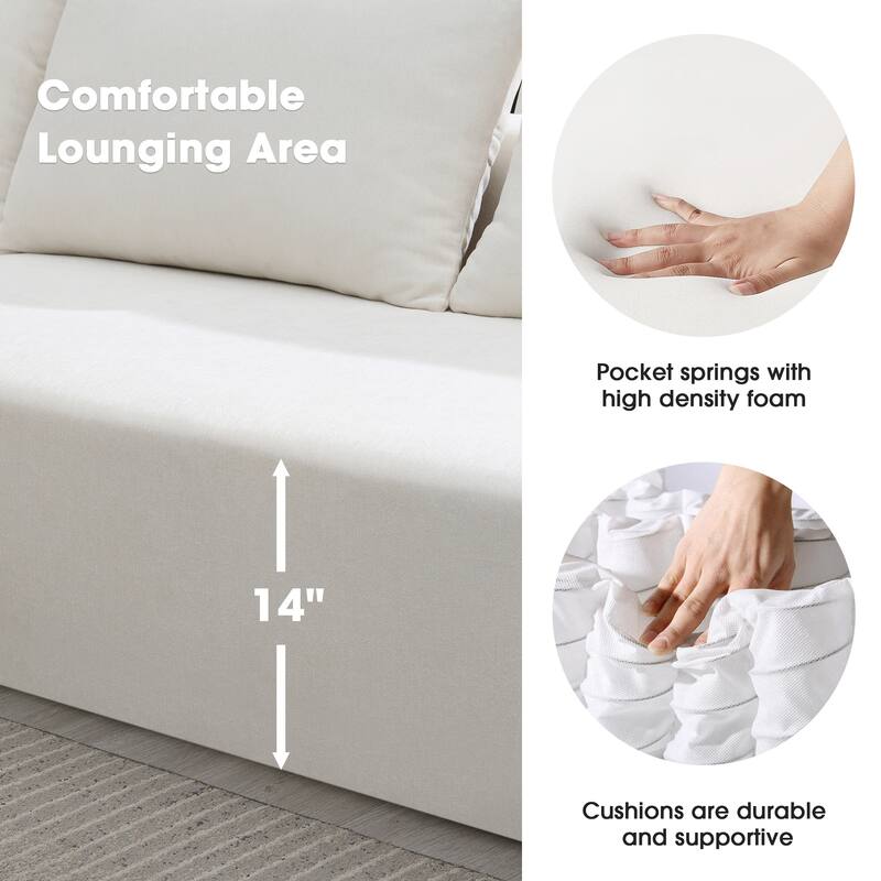 L-Shape Modular Sectional Sofa Set - Modern Minimalist Upholstered Sleeper Couch for Living Room, Bedroom