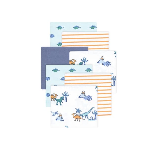 slide 1 of 1, Little Treasure Hudson Baby Cotton Poly Flannel Receiving Blankets Multipack, Blue Pastel Dino, 30x30 inches 30x30 inches - Blue Pastel Dino