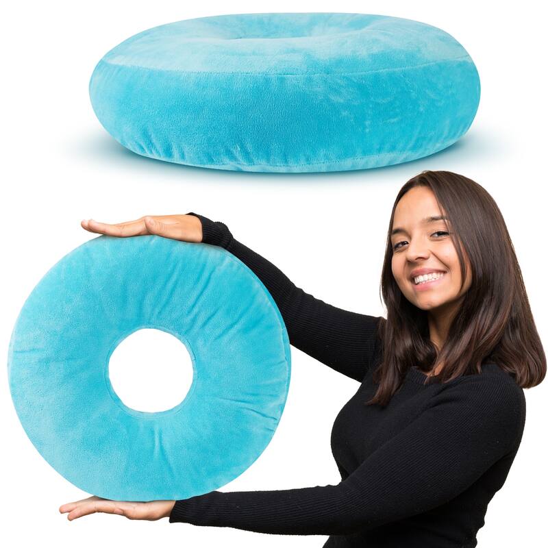 Cheer Collection Super Soft Round Donut Pillow - Assorted Colors - Sky Blue