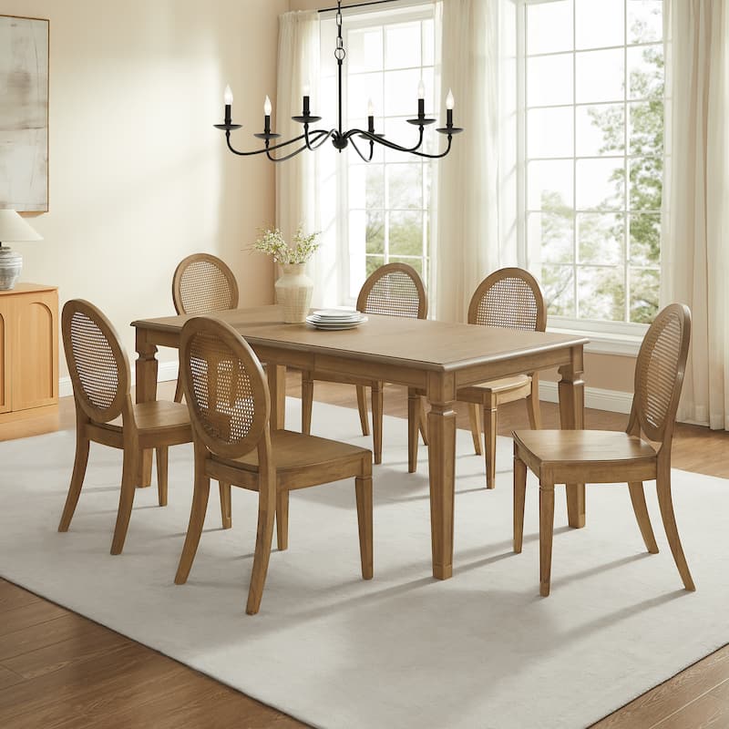 Crosley Katia 7-Piece Dining Table Set For 6 With Cane-Back Chairs