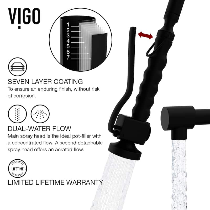 VIGO Zurich 27" H Single Handle Pull-Down Sprayer Kitchen Faucet